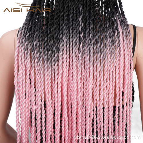 Aisi Hair Heat Resistant Synthetic Baseball Hat With Crochet Twist Braiding Hair Extension For Black Women Synthetic Hair Wigs